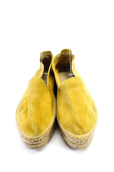 Manebi Womens Suede Almond Toe Double Sole Espadrilles Yellow Size 7US 37EU