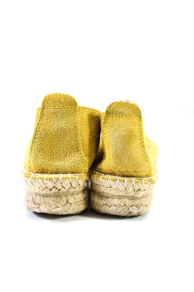 Manebi Womens Suede Almond Toe Double Sole Espadrilles Yellow Size 7US 37EU