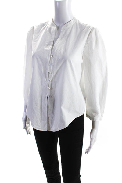 Intermix Womens 3/4 Sleeve Button Up Y Neck Shirt Blouse White Size Small