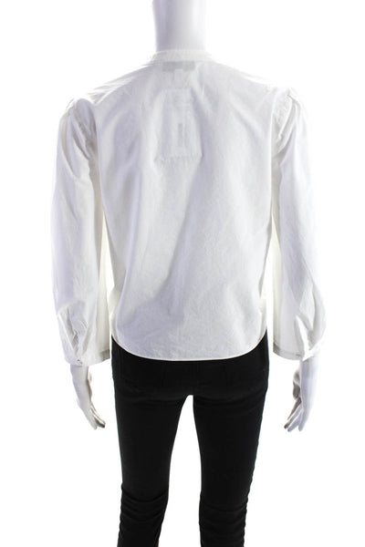 Intermix Womens 3/4 Sleeve Button Up Y Neck Shirt Blouse White Size Small
