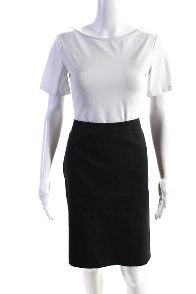 Escada Womens Cotton Back Zip Knee Length Lined Straight Skirt Black Size 40