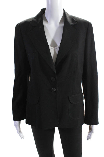 Escada Womens Wool Notched Lapel Long Sleeve Two Button Blazer Black Size 40
