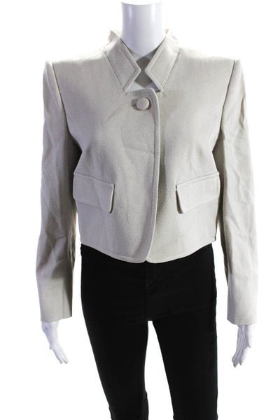 Giorgio Armani Womens Cotton Textured One Button Bolero Blazer Ivory Size 44