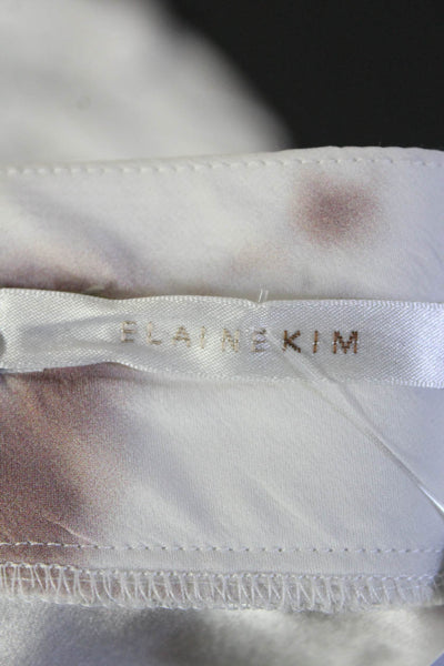 Elaine Kim Womens Tie Dye Asymmetrical Midi Skirt White Black Mauve Size Small