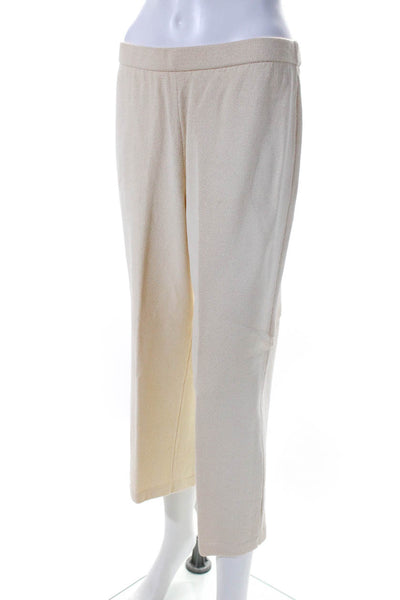 St. John CollectionWomens Tight Knit Elastic Waist Cropped Pants Cream Size 10