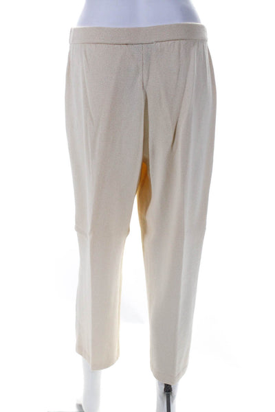 St. John CollectionWomens Tight Knit Elastic Waist Cropped Pants Cream Size 10