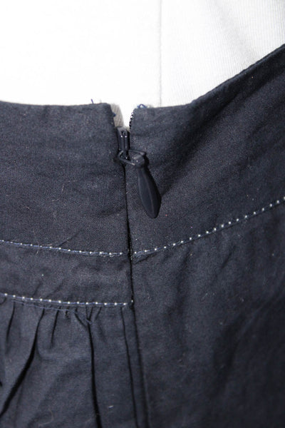 Ulla Johnson Women's Zip Side Ruffle Tiered Mini Skirt Navy Blue Size 4
