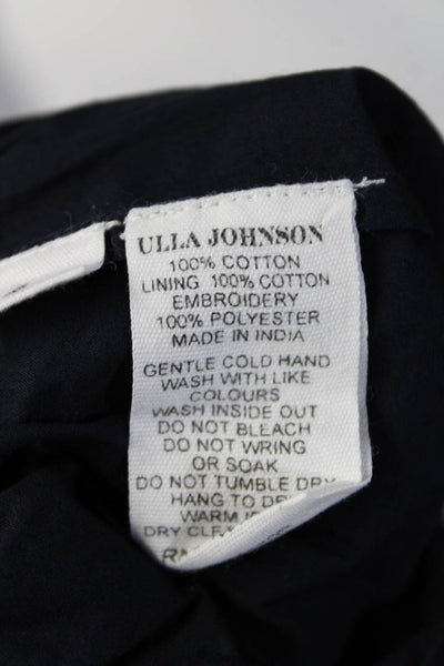 Ulla Johnson Women's Zip Side Ruffle Tiered Mini Skirt Navy Blue Size 4