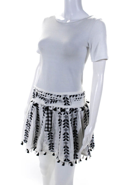 Dodo Bar Or Women's Zip Side Tassel Mini Skirt Black White Size 8