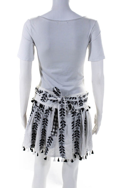 Dodo Bar Or Women's Zip Side Tassel Mini Skirt Black White Size 8