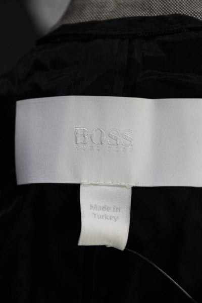 Boss Hugo Boss Womens Two Button Collared Lapel Slim Blazer Beige Gray Size 6