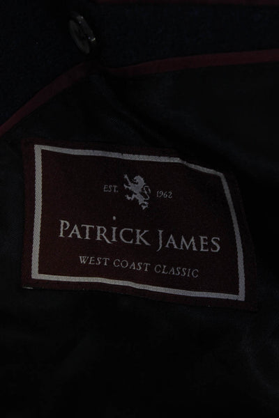 Patrick James Mens Camel Hair Two Buttoned Slim Blazer Jacket Dark Blue Size 42
