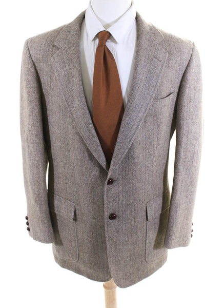 Cricketeer Mens Tweed Pinstriped Two Button Blazer Suit Jacket Tan Brown Size L