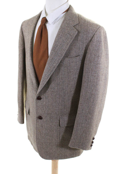 Cricketeer Mens Tweed Pinstriped Two Button Blazer Suit Jacket Tan Brown Size L