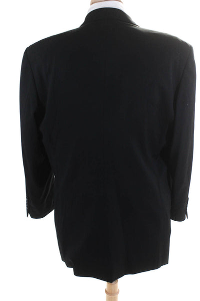 Santorelli Mens 100% Wool Collared Three Button Blazer Suit Jacket Black Size 44
