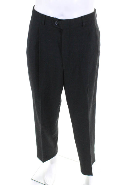 Pierre Cardin Paris Mens Two Piece Suit Blazer Pleated Pants Dark Gray Size 44