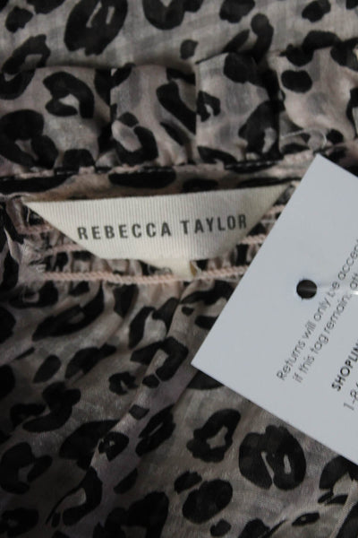 Rebecca Taylor Womens Silk Leopard Print Tank Blouse Light Pink Black Size 0
