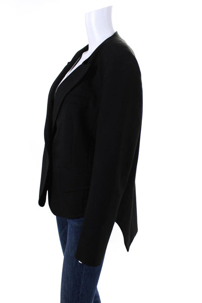 Carven Womens Button Front Pointed Lapel V Neck Jacket Black Size IT 44