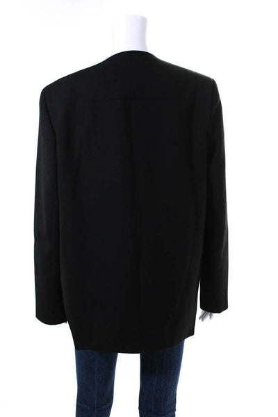 Carven Womens Button Front Pointed Lapel V Neck Jacket Black Size IT 44