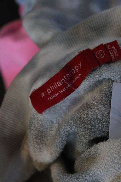 Philanthropy Womens Distressed Tie Dye Crew Neck Sweatshirt Gray Beige Small