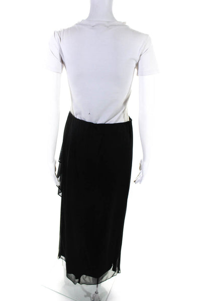 Alex Evenings Womens Elastic Layered Maxi Skirt Black Size Petite Large