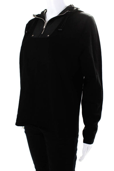 Ralph Lauren Sport Womens Zip Patchwork Drawstring Pullover Hoodie Black Size L
