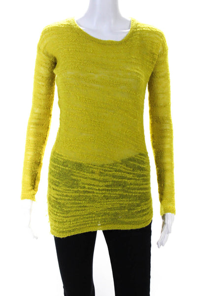 Halston Heritage Womens Crew Neck Thin Knit Sweater Yellow Size Extra Small