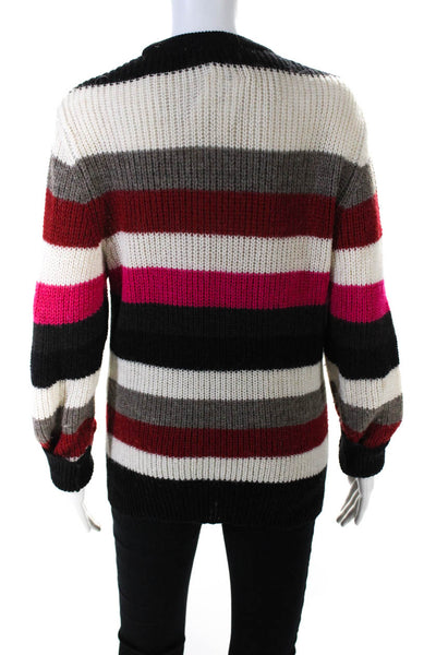 IRO Womens Crew Neck Striped Thick Knit Sweater Red Ivory Black Pink Size Small