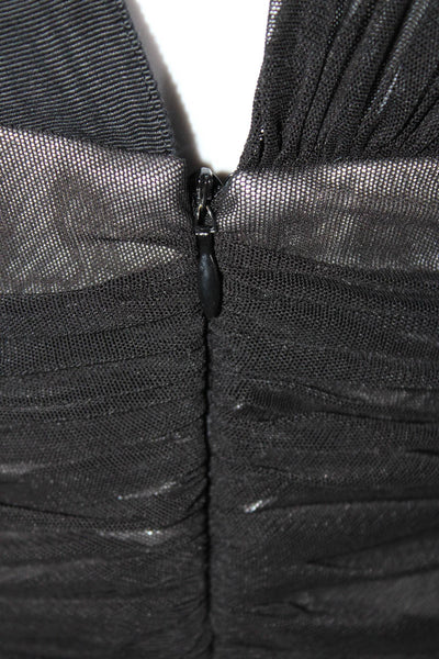 Badgley Mischka Womens Faux Pearl Mesh One Shoulder Sheath Dress Black Size 6