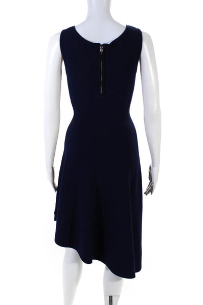 Milly Womens V Neck Sleeveless Knit Fit & Flare Swing Dress Blue Size Petite