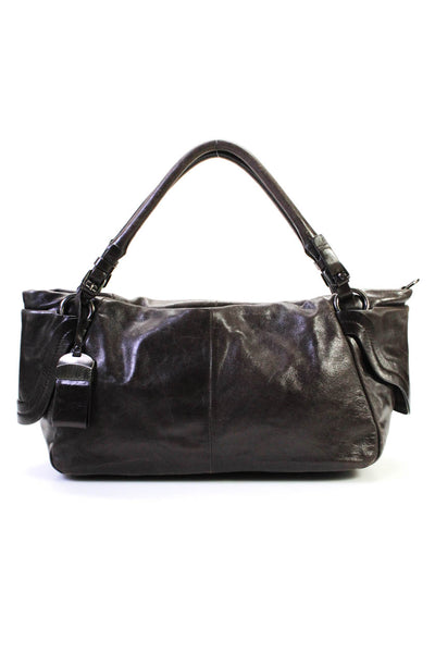Francesco Biasia Womens Leather Two Way Strap Zip Top Satchel Bag Brown Handbag