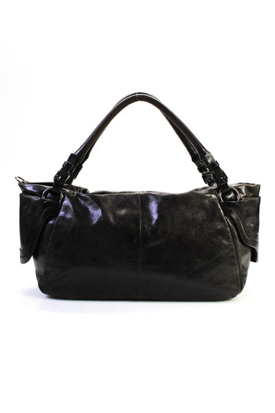 Francesco Biasia Womens Leather Two Way Strap Zip Top Satchel Bag Brown Handbag
