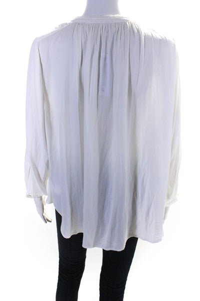 DRA Los Angeles Womens Pullover Long Sleeve V Neck Oversized Shirt White Medium