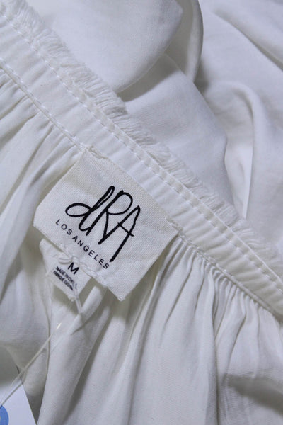 DRA Los Angeles Womens Pullover Long Sleeve V Neck Oversized Shirt White Medium