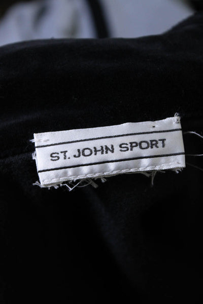 St. John Sport Womens Drawstring Tied Long Sleeve Zipped Jacket Black Size M