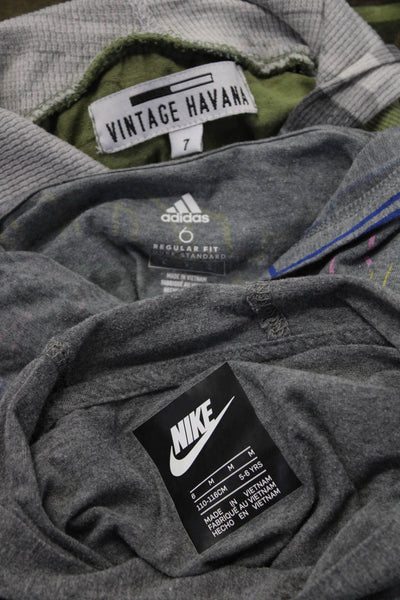 Nike Adidas Vintage Havana Boys Cotton Hooded Shirts Gray Green Size 6 7 Lot 3