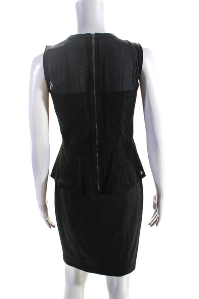 Elie Tahari Womens Suede Cutout Bodice Sleeveless Tank Peplum Dress Black Size 4