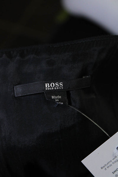 Boss Hugo Boss Womens Boat Neck Sleeveless Pencil Dress Black Gold Tone Size 4