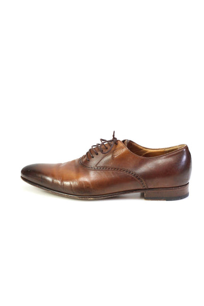 Gucci Mens Lace Up Round Toe Wingtip Oxfords Brown Leather Size 8.5