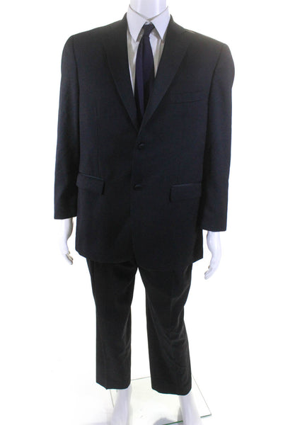 John W. Nordstrom Mens Wool Notched Collar Button Up Tuxedo Jacket Suit Black 42