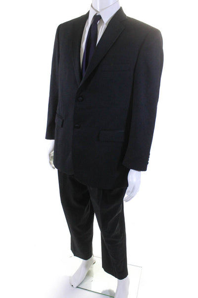 John W. Nordstrom Mens Wool Notched Collar Button Up Tuxedo Jacket Suit Black 42