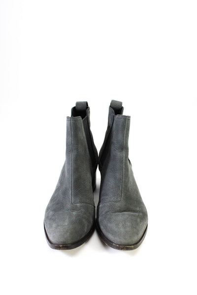 Rag & Bone Womens Nubuck Leather Mid Heel Ankle Boots Dark Gray Size 37.5 7.5
