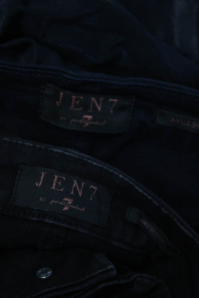 Jen 7 Womens Shiny Five Pocket Mid-Rise Ankle Skinny Jeans Black Size 4 Lot 2