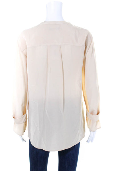 & Other Stories Womens Silk Round Neck Button Down Long Sleeved Top Nude Size 4