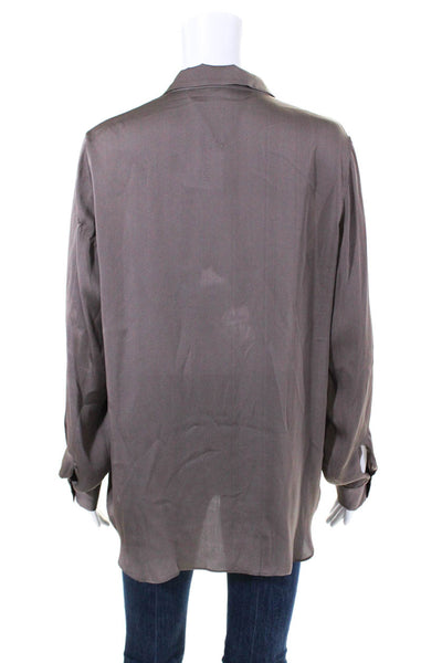 Theyskens Theory Womens 100% Silk Long Sleeved Button Down Shirt Purple Size L