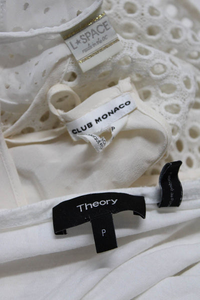 Theory L Space Club Monaco Womens Textured Blouse Tops White Size P XS Lot 3