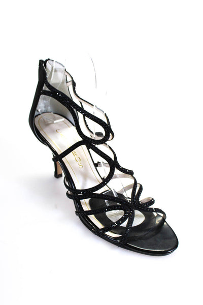 Caparros Women's Embellished High Heel Round Toe Sandals Black Size 8