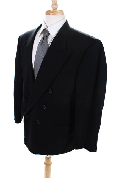 Ungaro Mens Black Wool Double Breasted Long Sleeve Blazer Jacket Size 41S