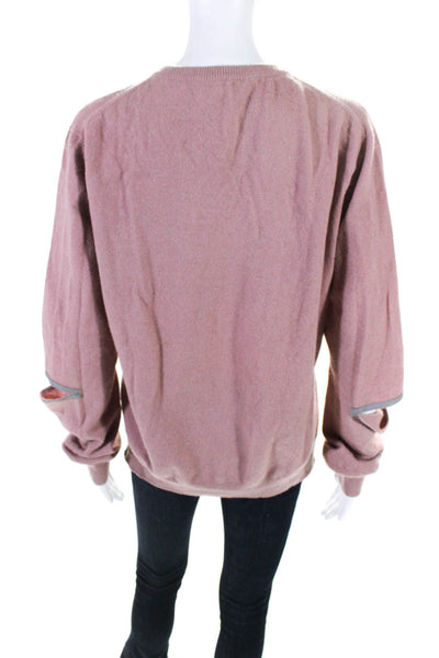 Elaine Kim Womens Cashmere Cut Out Elbow Long Sleeve V-Neck Sweater Pink Size S