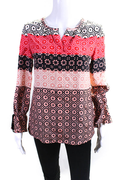Derek Lam 10 Crosby Womens Silk Long Sleeve Color Block Blouse Top Pink SIze 0